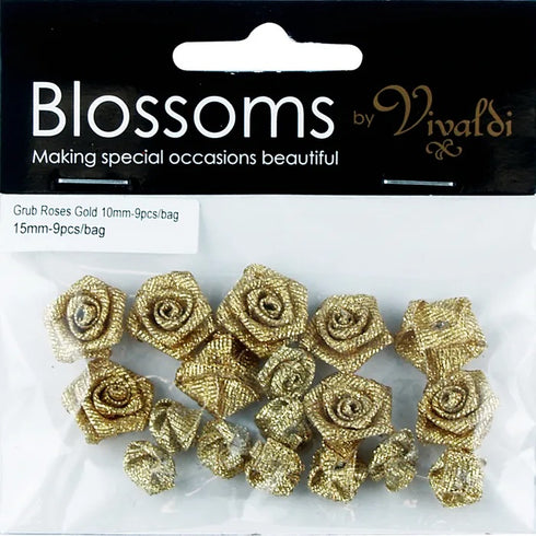 10mm & 15mm Assorted Grub Rose Flowers (available in 8 colours)